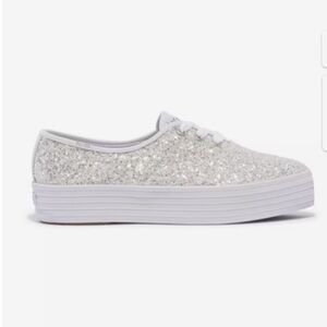 KATE SPADE X KEDS White Glitter Champion Platform Sneaker